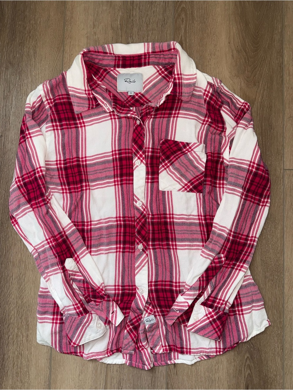 Rails Pink Red White Plaid Hunter Long Sleeve Buttondown Shirt Top Medium M